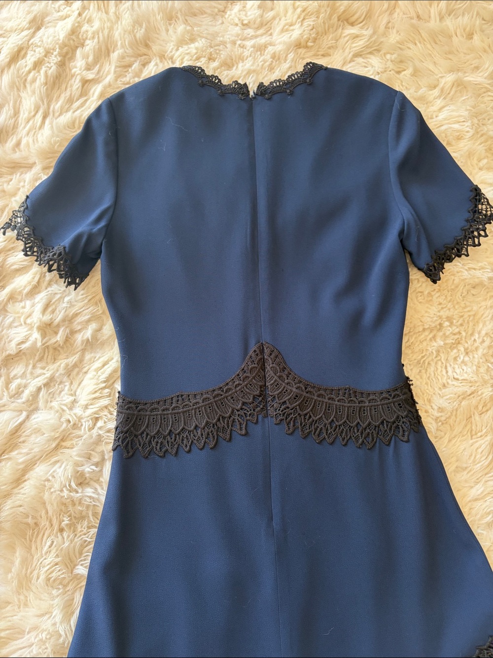 Jonathan Simkhai Navy Dress with Black Lace Insets - Picture 9 of 11